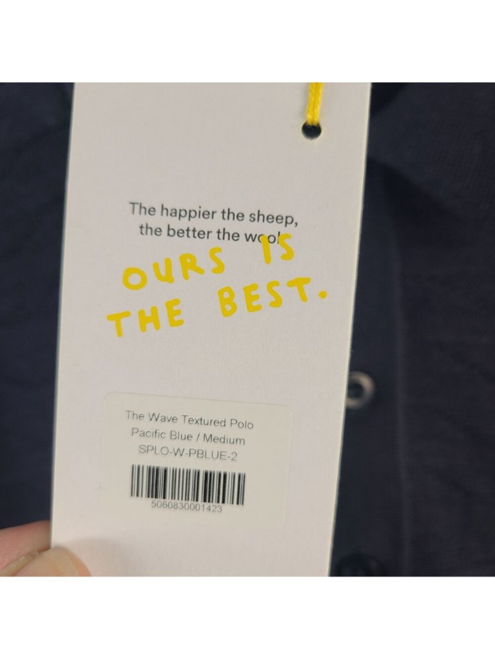 NEW Sheep Inc. Pacific Blue Wave Textured Polo Shirt 100% Merino Wool Sz M - Picture 2 of 8